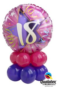 18-as lila-pink asztaldekoráció