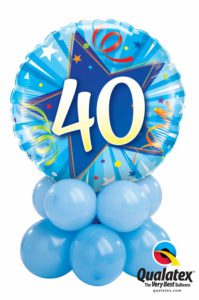 40-es Szülinapi kék asztaldekoráció